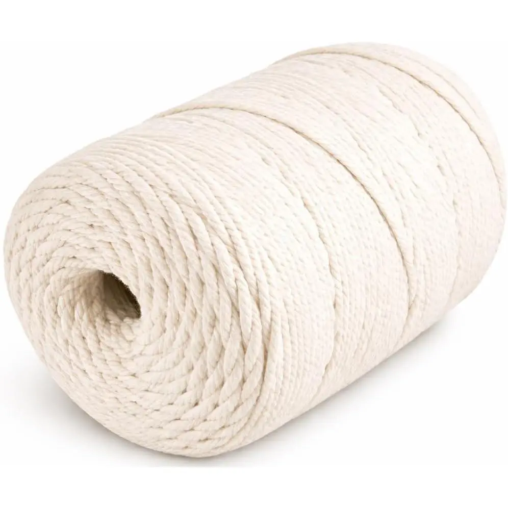 Twisted Macrame Cotton Cord Rope for Crafts Knitting Wall Hanging Plant Hangers Christmas DIY, White 4mm x 109 Yards