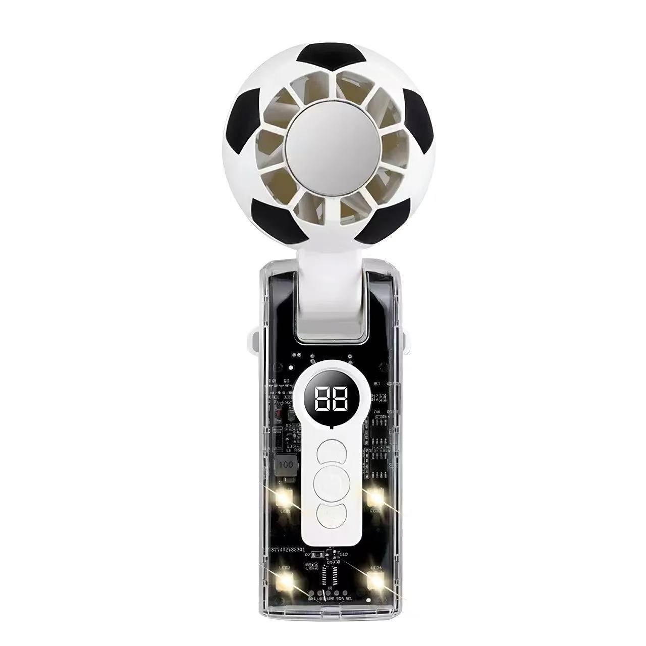 World Cup Compact Portable Handheld Cooler Fan Featuring Soccer Pattern Design & Adjustable Neck Strap, Integrated LED Light, 3600mAh Rechargeable Battery, Ideal for World Cup, Travel, Outdoor Sports, Office and Holiday Gifting