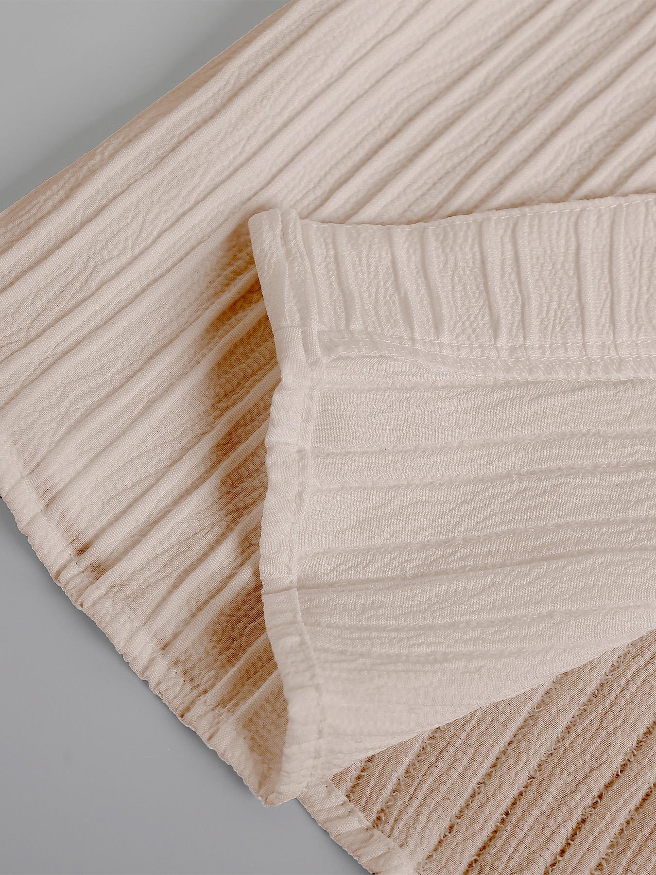 Men's Beige Textured 2Piece Casual Set, Loungewear - Short-Sleeve V-Neck Cardigan (with Vertical Pleats & Button Closure) + Matching Drawstring Pants (Coordinating Pleated Fabric), Oversized Fit, Ideal for Summer Daily Casual, Café Lounging & Weekend Out