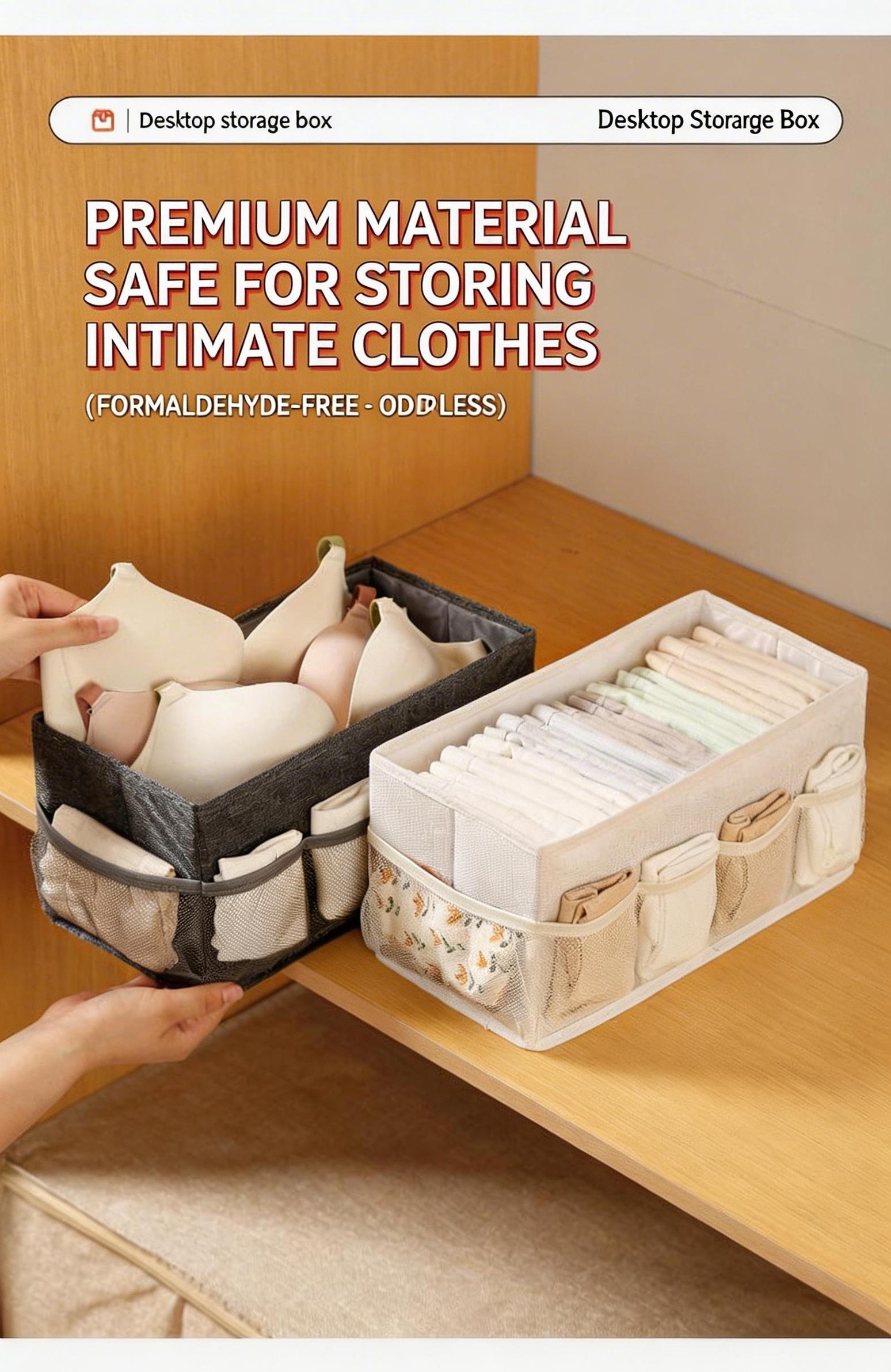 Cationic Desktop Organizer Box, Foldable Mesh Storage Bin for Cosmetics Jewelry, Solid Color Makeup Holder, Multi-Purpose Desk Tidy for Home Office