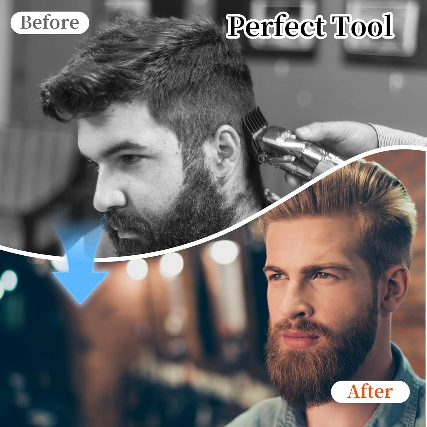 4-Piece Hair Styling Template Set, Hairline Guiding Template and Scale Ruler, Men's Hairstyle Shaping Tool, Essential Grooming Accessories