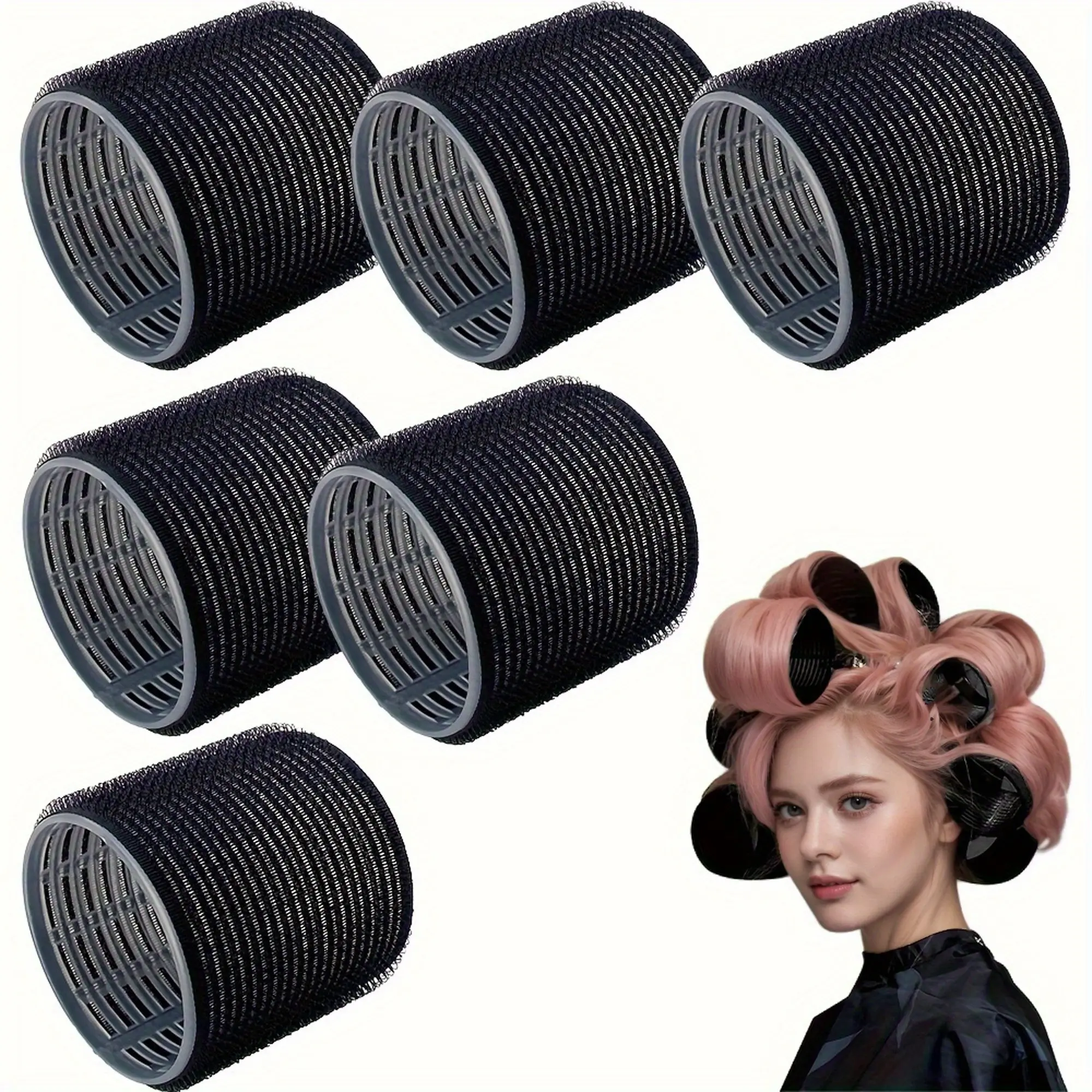 6 Pcs 6cm Self-Adhesive Magic Curlers, No Heat Lazy Hair Rollers, Home Salon Styling Tools, Volumizing and Setting Hair Curls