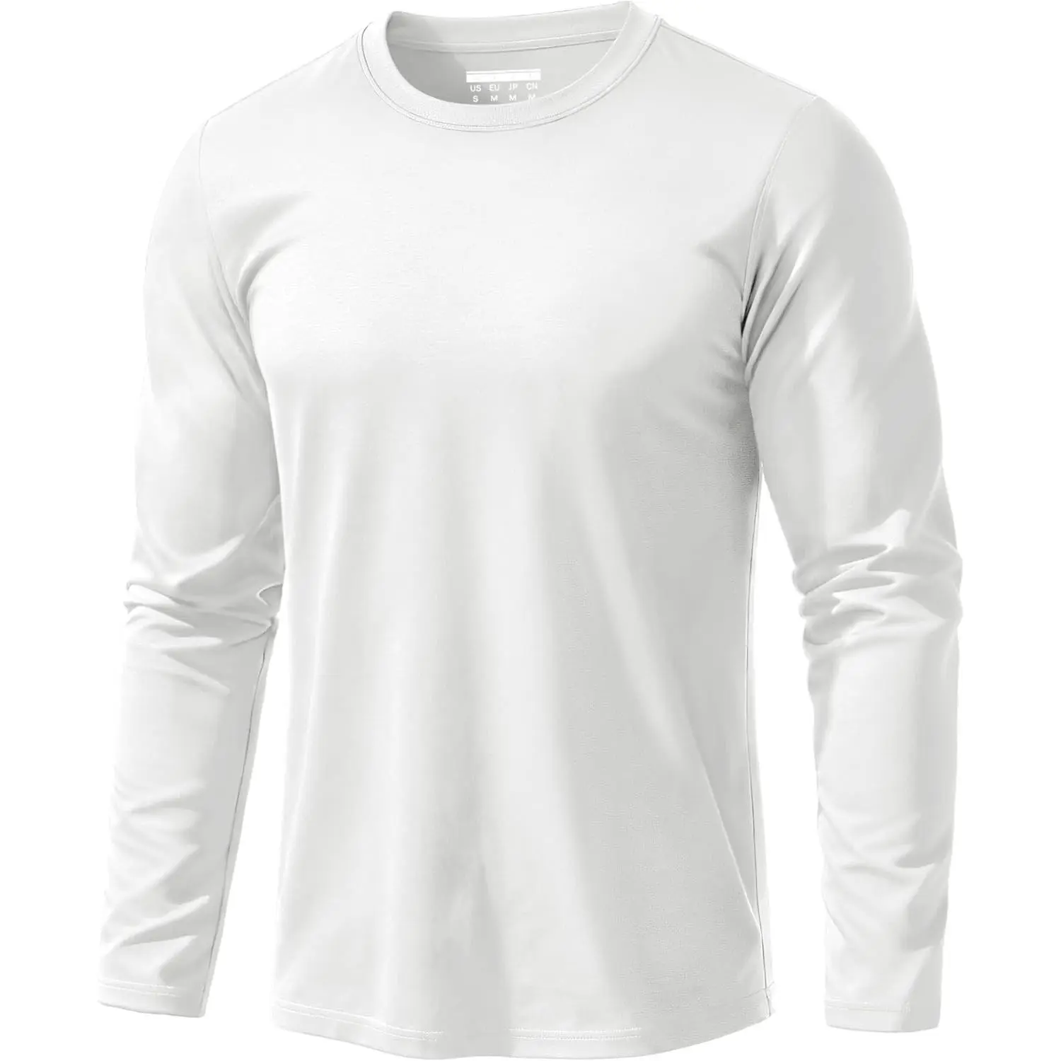 Men's Long Sleeve Cotton T-Shirt, Moisture Wicking Basic Tee - Comfortable Breathable Soft Cotton, Tag-Free Crew Neck, Machine Washable, Easy Match Solid Color for Daily Casual WearGift