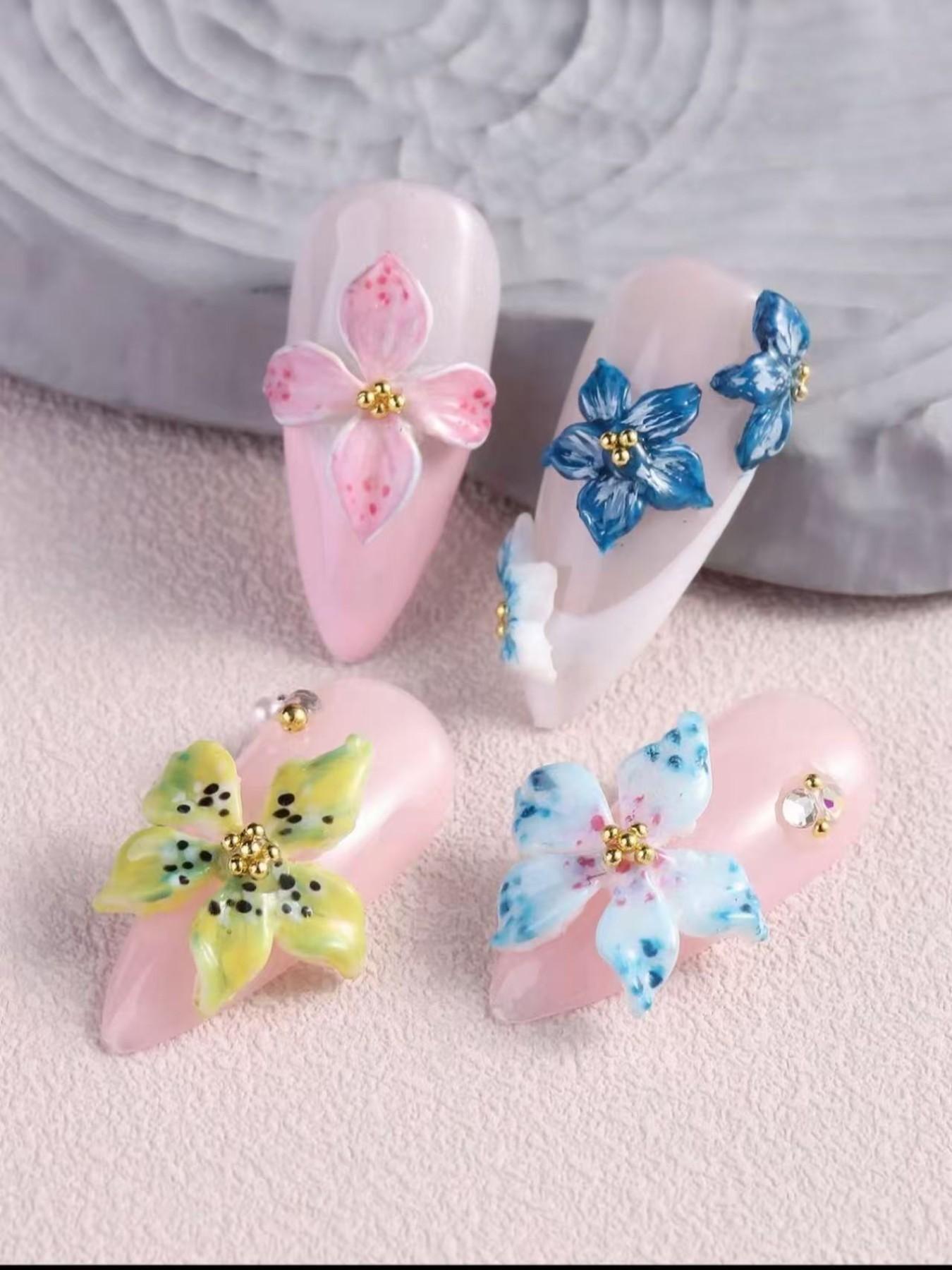Lily Flower Nail Art Mold, 3D Embossing Carving Mold for Hibiscus & Petals, DIY Design Tool for Press on & Acrylic Nails