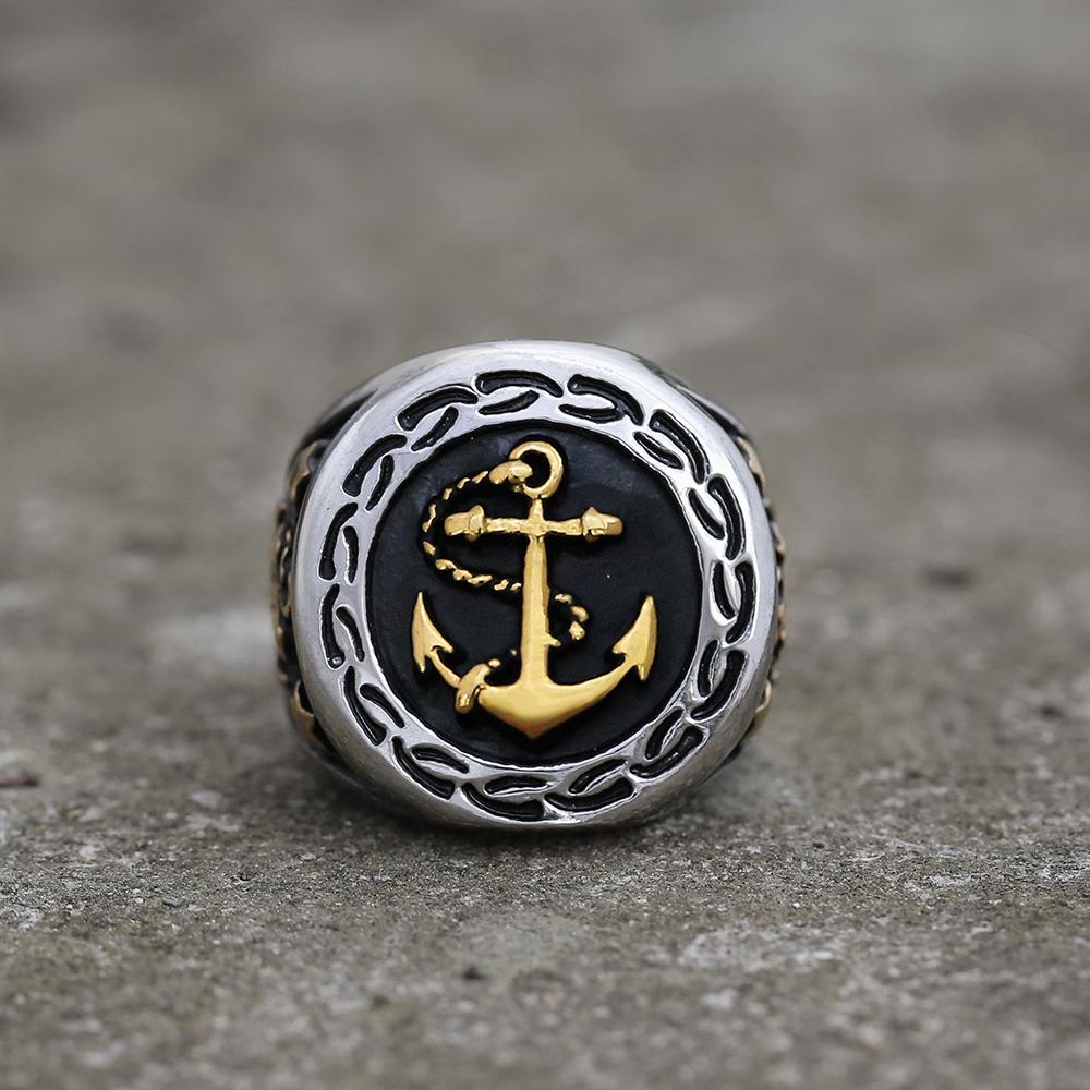 GTHIC Anchor Symbol Stainless Steel Marine Ring for Men Daily Wear Fashion Accessory