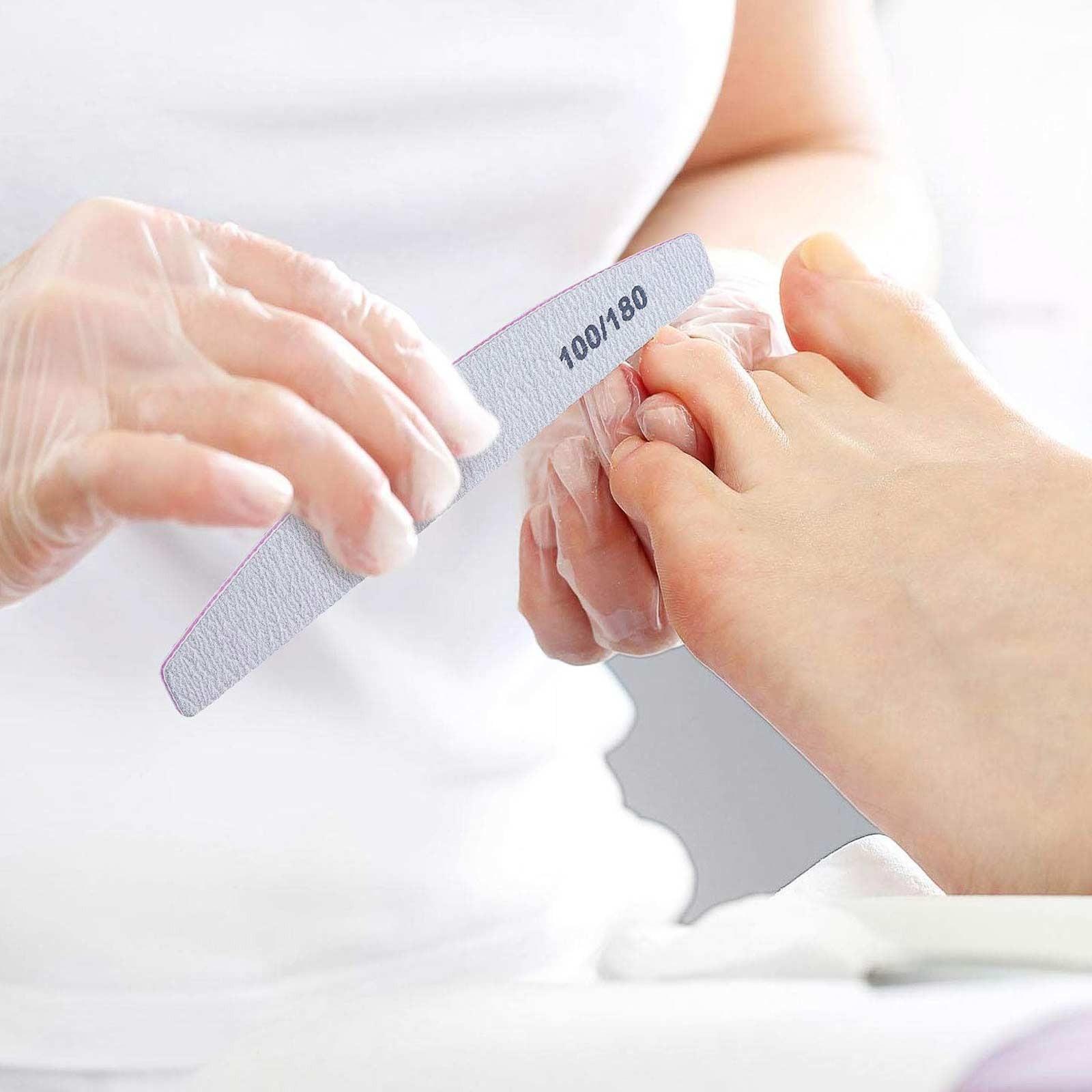 80/100 Grit Nail File (Pack of 10), Sandboard Suitable for Acrylic and Gel Nails, Double-sided Nail File, Professional Nail File, Reusable