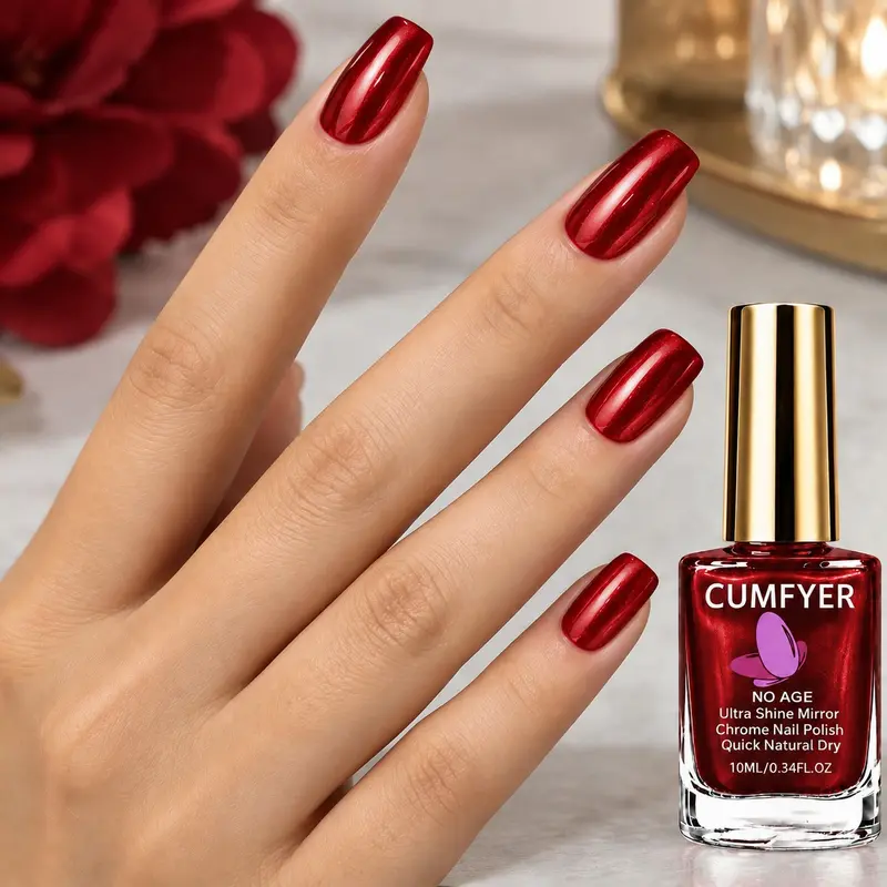 Mirror metallic red quick-dry nail polish, smooth and streak-free ...
