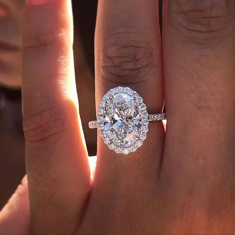 Luxurious Silver Plated Engagement Rings for Women Oval Cut | Travel Rings, Shiny Cubic Zirconia Stunning Wedding Bands Exquisite CZ Promise Ring Anniversary Jewelry Holiday Gift