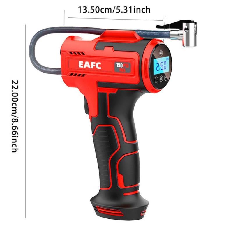EAFC Portable Wireless Handheld Tire Inflator, Automotive Tire Inflator, Rechargeable Car Tire Inflator with Digital Display & LED Light, Tire Repair & Fitting Tool for Car, Motorcycle, Cordless Tire Inflator