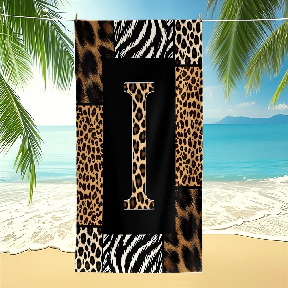 Boho Animal Print Letter Sand-Free Beach Towel, for Beach, SPA, Hot Spring, Pool, Picnic, Camping, Fitness & Yoga, Chair Cover, Water Absorbent, Quick-Dry & Portable, Ideal Housewarming Christmas Birthday Gifts