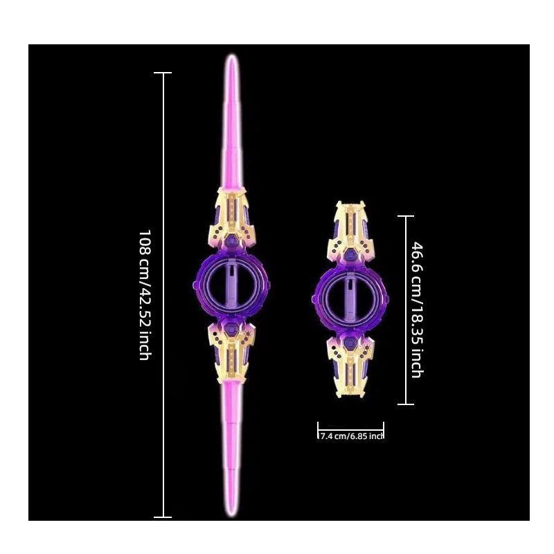 Double Bladed Rotating Handheld LED Lightsaber Toy - Light Up Sword Saber, 7 Color Lights, 360° Rotating, Non-Toxic Safe Design, Kid-Friendly LED, Teenage Boy Gifts, Boyfriend Gift Ideas, Birthday Role Play Toy