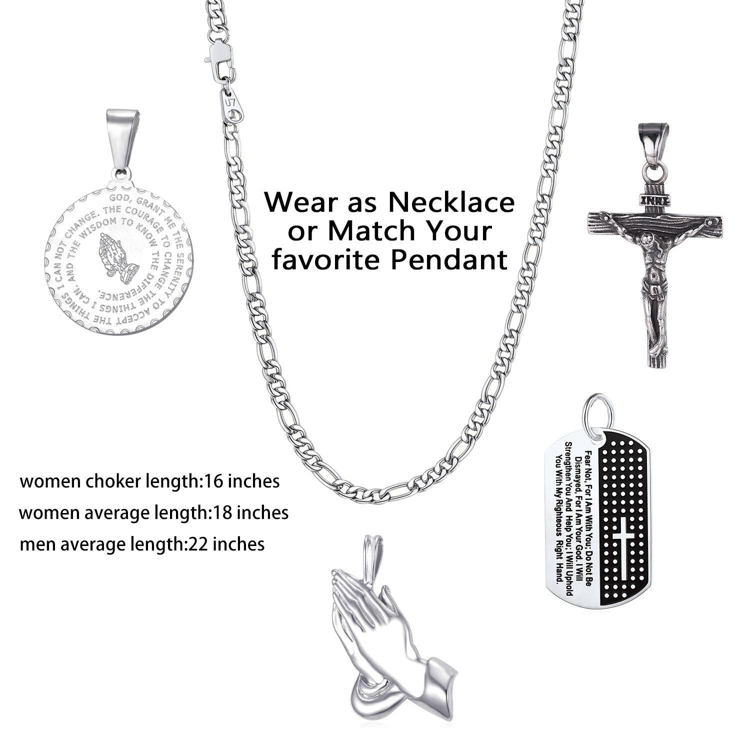 U7 Figaro Chain Necklace Men Women Stainless Steel Necklace 3/5/9/12MM Silver/Golden/Black Hypoallergenic Necklace U7 Figaro Chain Necklace Men Women Stainless Steel Necklace 3/5/9/12MM Silver/Golden/Black Hypoallergenic Necklace