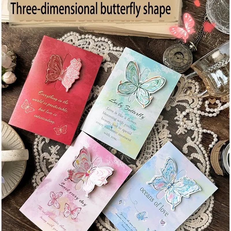 1pc 3D Butterfly Greeting Card, High-Quality Vintage Foldable Blessing Card with Envelope, Perfect Gift for Friends and Couples
