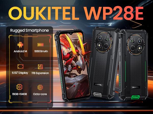 OUKITEL WP28E Rugged Phone Unlocked, 10600mAh Battery Cell, 6.52
