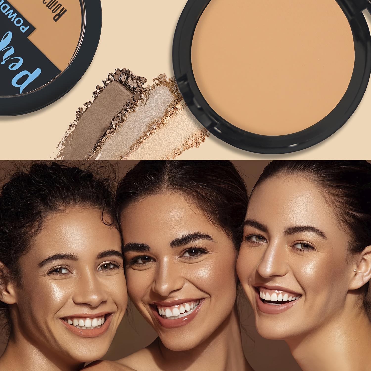 3 Shades Deep Matte Perfection Beauty Powder Cake, Matte Long-Lasting Waterproof, High Coverage Oil-Control Face Makeup Pressed Powder with Puff