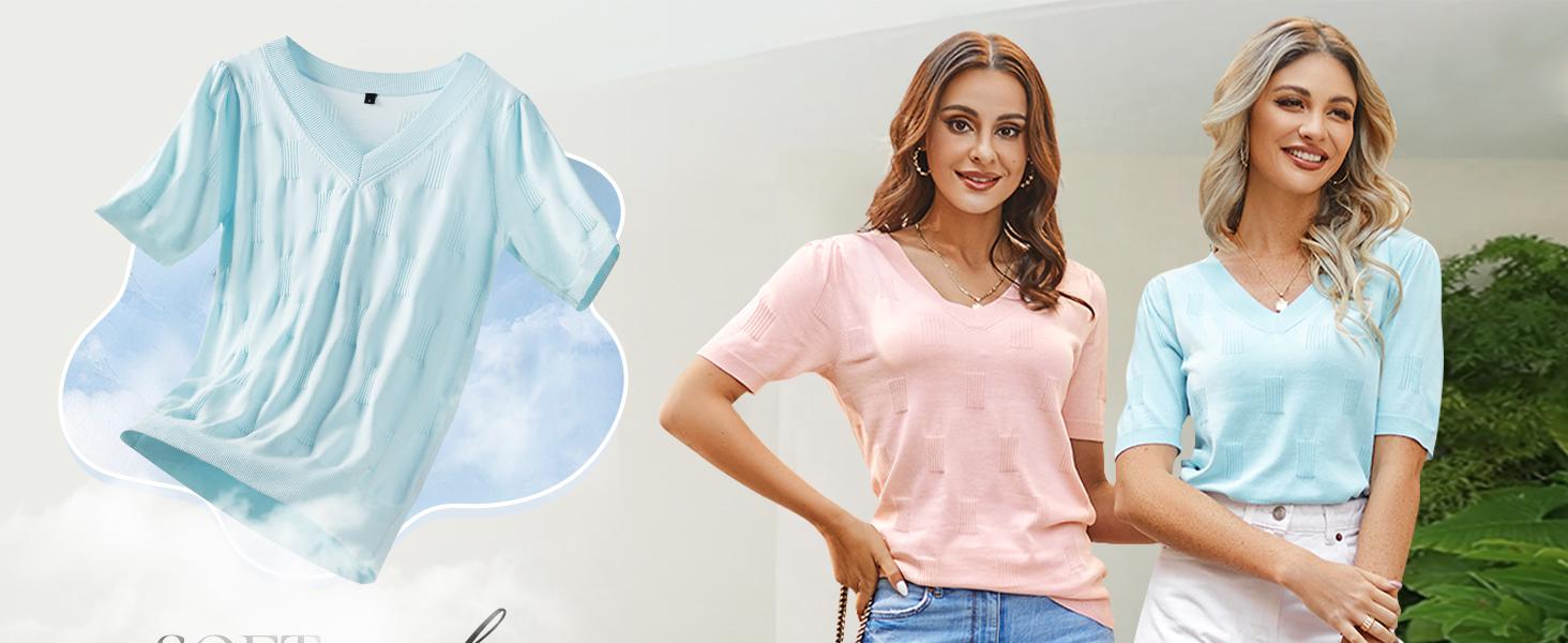 Arach&Cloz Women's Tops 2026 Spring Summer Short Sleeve Sweater Fashion Trendy Dressy Casual Outfit Versatile Knit Blouse SpringStatements Arach&Cloz Women's Tops 2026 Spring Summer Short Sleeve Sweater Fashion Trendy Dressy Casual Outfit Versatile Knit Blouse SpringStatements