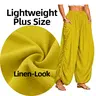 Lightweight Plus Size Women's High Waisted Harem Pants Y2K Streetwear Baggy Parachute Pants Drawstring Pockets Medium Stretch Casual Wide Leg Ruched Trousers Trendy Boho Spring Summer Comfy Lounge Versatile Oversized Daily Wear Bottoms