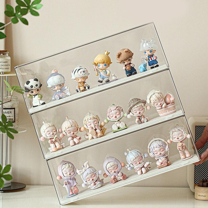 Acrylic Transparent Display Case, Solid Color Blind Box Storage Stand, Dustproof & Stackable Design, Ideal for Toys & Collectibles