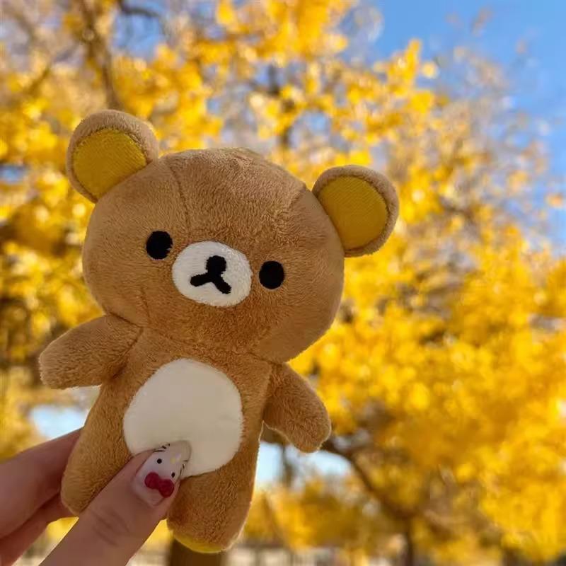 12cm Kawaii Rilakkuma Korilakkuma Plush Toy Keychain Kawaii Brown White Bear Stuffed Bag Charm Cute Birthday Gifts Girl