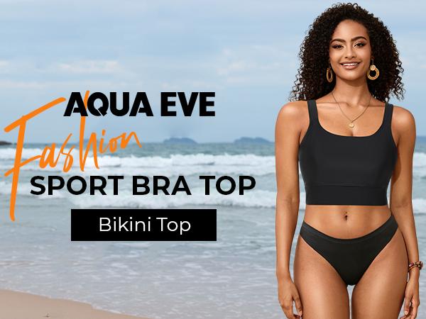 Aqua Eve Women Sports Bra Swim Tops - Crop Bikini Top Supportive Bathing Suit Top Swimwear Aqua Eve Women Sports Bra Swim Tops - Crop Bikini Top Supportive Bathing Suit Top Swimwear