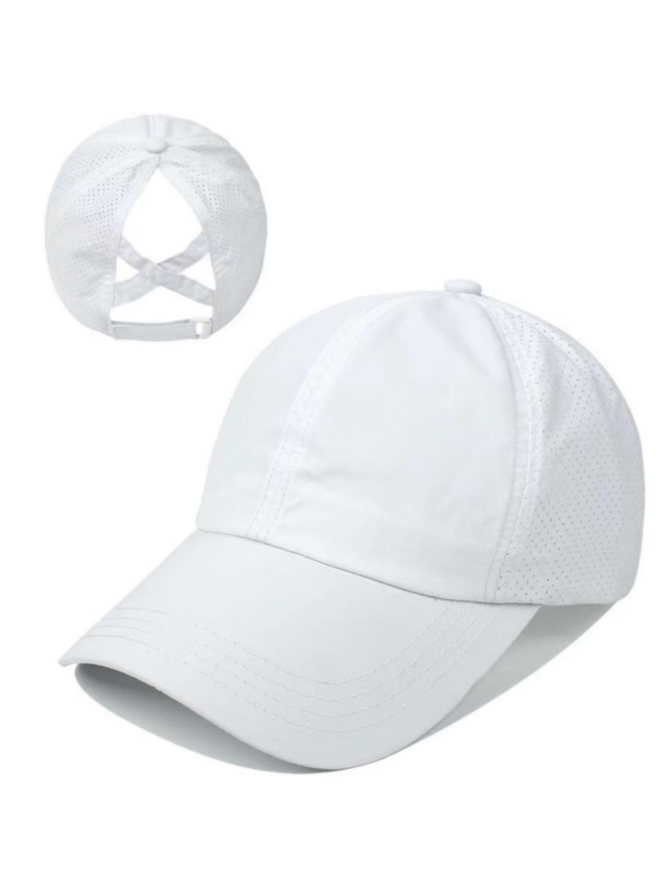 1pcs Quick-Dry Solid Color Baseball Cap, Adjustable Ponytail Holder, Essential Outdoor Fitness Sports Hat, Casual Fitted Style, Adjustable Snapback Cap