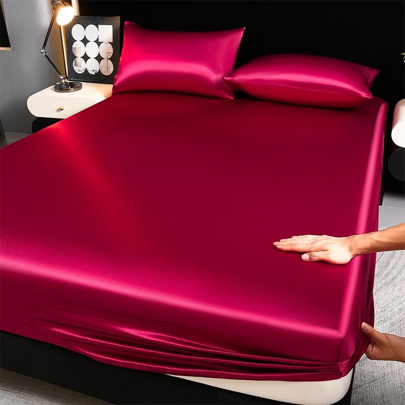 2/3Pcs Silky Satin Bed Sheet Set, Satin Bed Sheets, Dustproof Mattress Protector, Soft and Comfortable Fitted Sheet, Skin-Friendly & Breathable, Smooth Mattress Cover, Silk-Like Bedding for Bedroom/Dorm/Hotel, Multiple Sizes Available