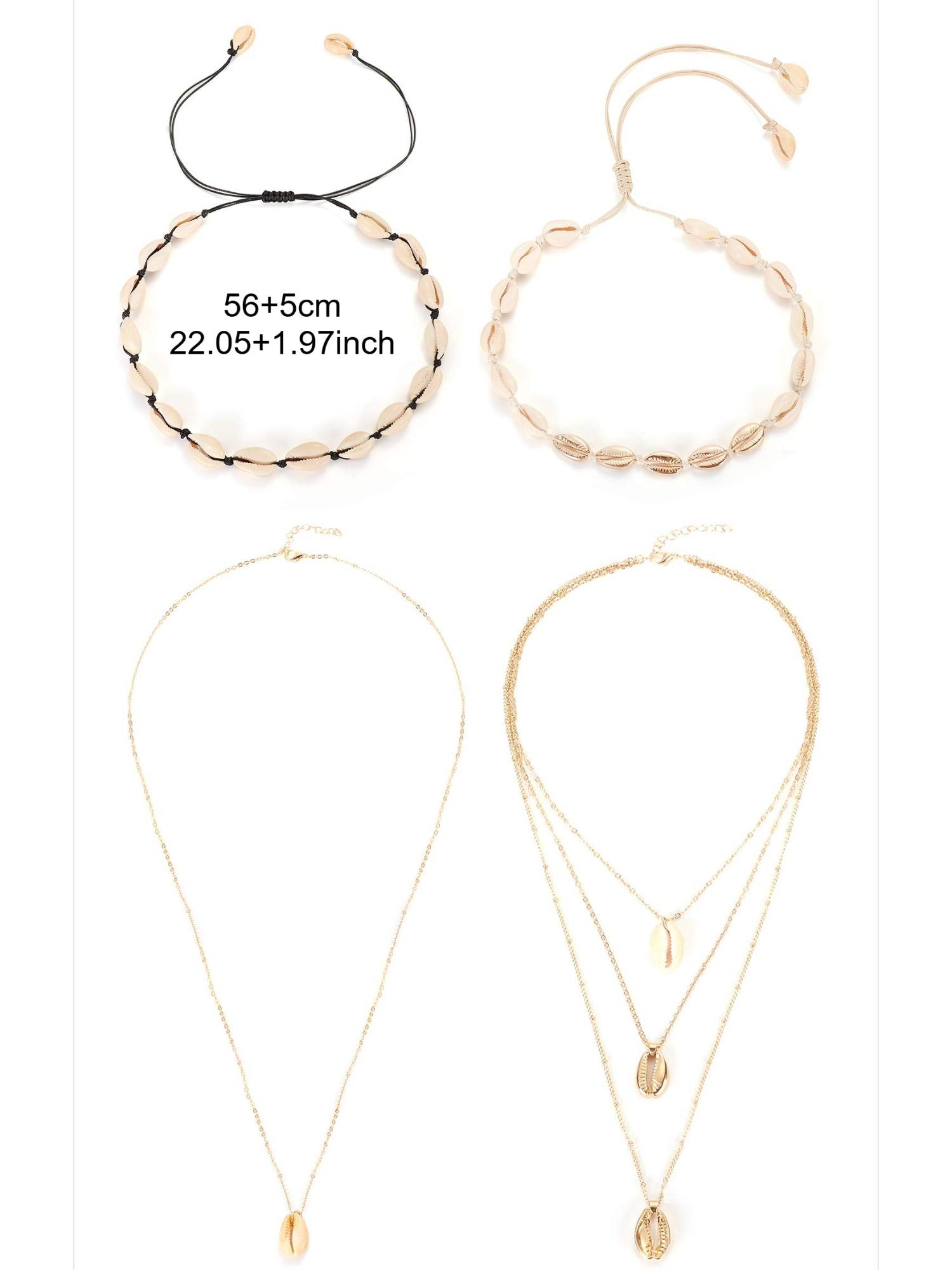 4 Pcs Colorful Vibrant Bohemian Shell Choker Collection for Women Men Natural Cowrie Shell Beach Necklaces Lightweight Layered Design Perfect for Summer Travel Parties Thoughtful Gifts