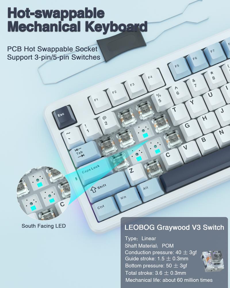 AULA F87 Wireless Mechanical Keyboard,75% TKL Custom Hot Swappable Keyboard,Gasket Mount Gaming Keyboard with PBT Keycaps,Pre-lubed Greywood Switches,2.4GHz/USB-C/BT5.0 RGB Backlit Mechanical Keyboard TikTokShopfalldealsforyou AULA F87 Wireless Mechanical Keyboard,75% TKL Custom Hot Swappable Keyboard,Gasket Mount Gaming Keyboard with PBT Keycaps,Pre-lubed Greywood Switches,2.4GHz/USB-C/BT5.0 RGB Backlit Mechanical Keyboard TikTokShopfalldealsforyou