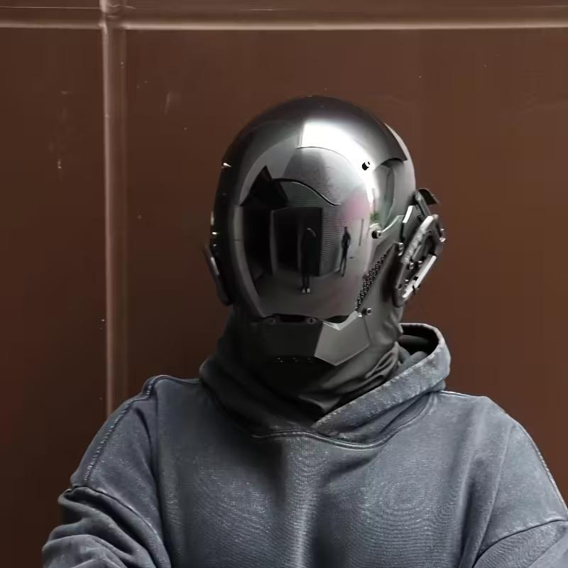 Cyberpunk Future Style Mask with Reflective Eyewear, Lightweight Durable Design for Halloween Cosplay Stage Performance Sci-Fi Gift