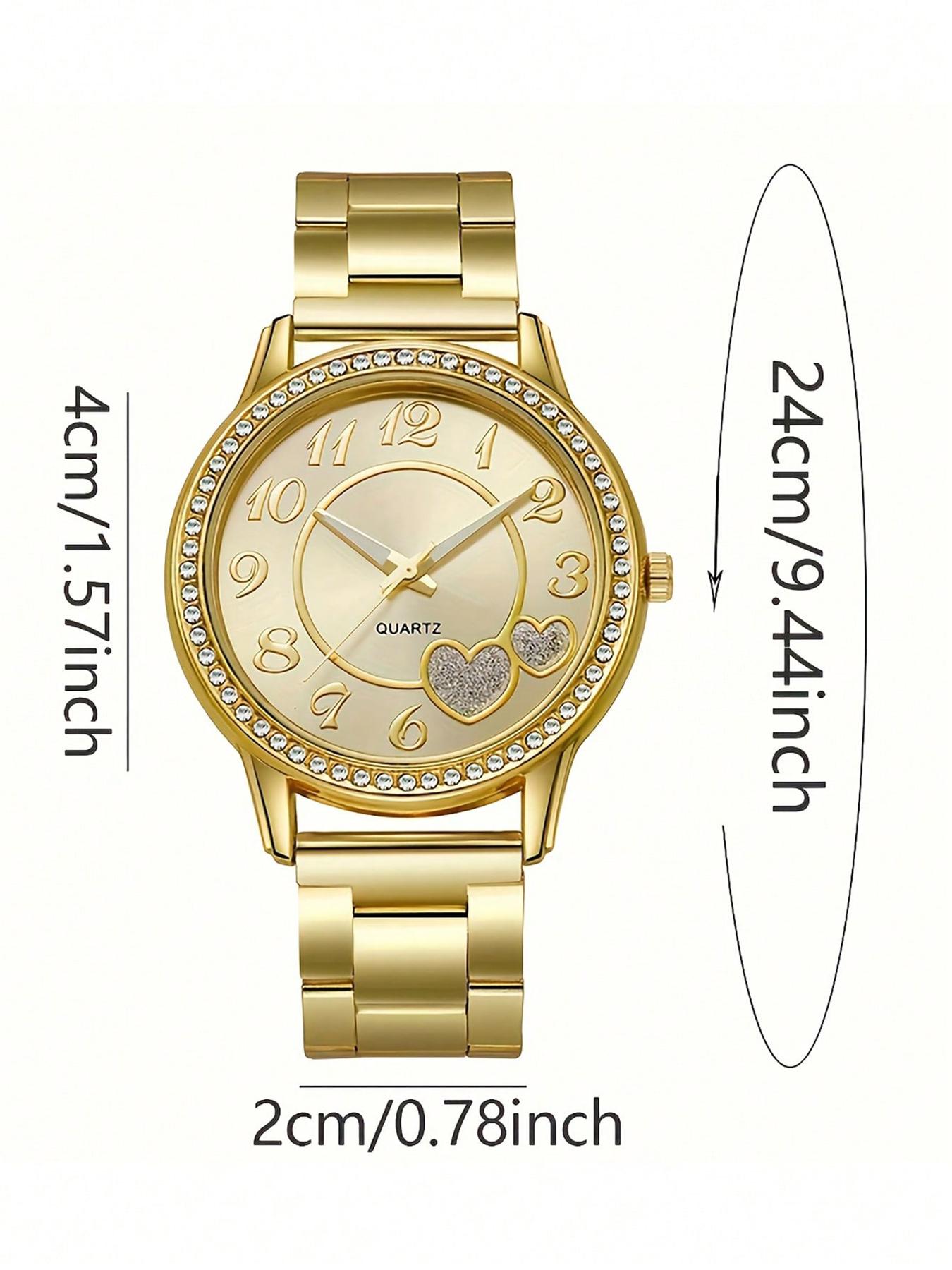 2 counts - Women's Watch Fashion Simple Watch Women's Watch Square Quartz Watch with Fashion Stacked Bracelet Set