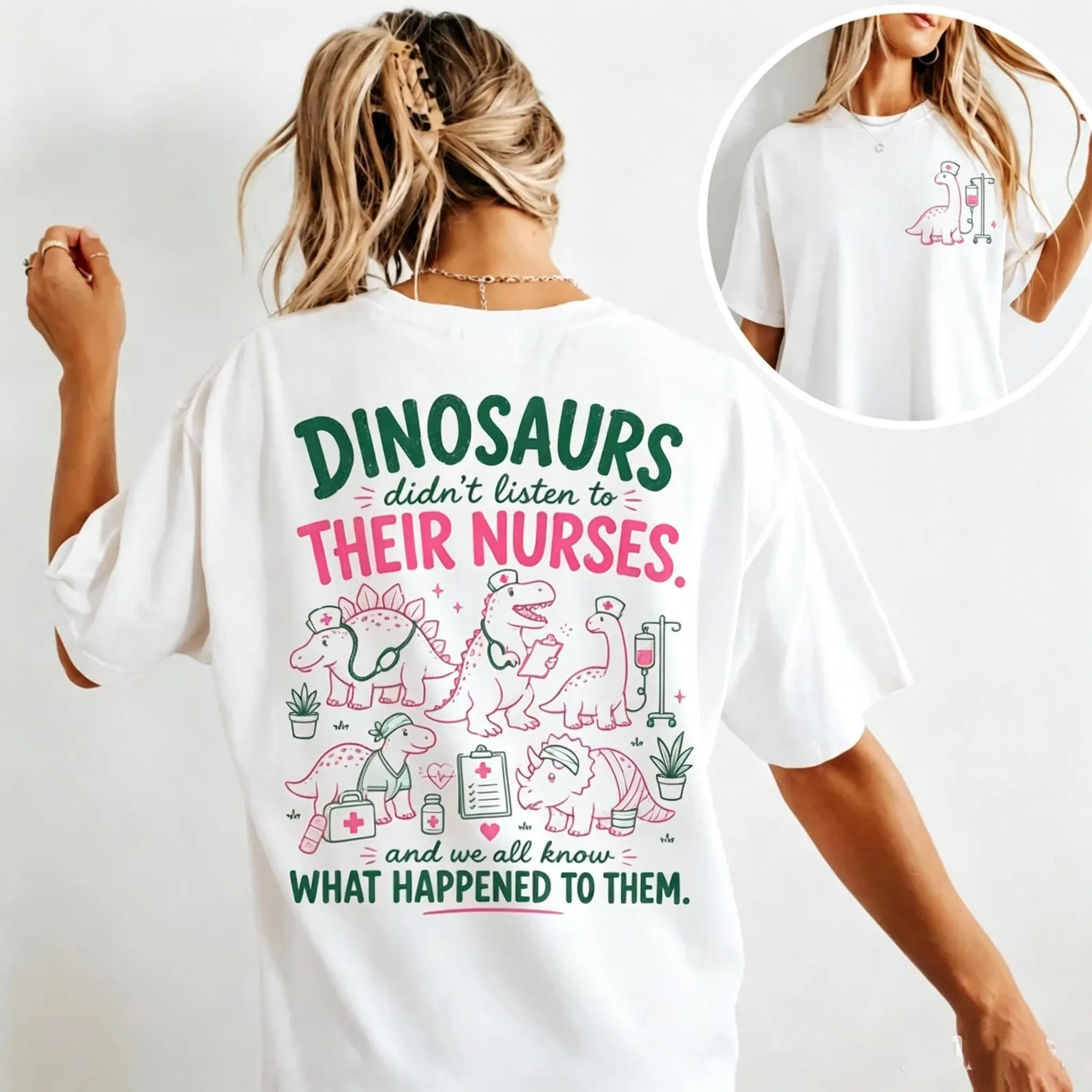 Funny Nurse Shirt Gift for RN, Pediatric Nurse Tee, NICU Nurse Shirt, Nurse Week Gift, Registered Nurse  Dinosaur Shirt CNA