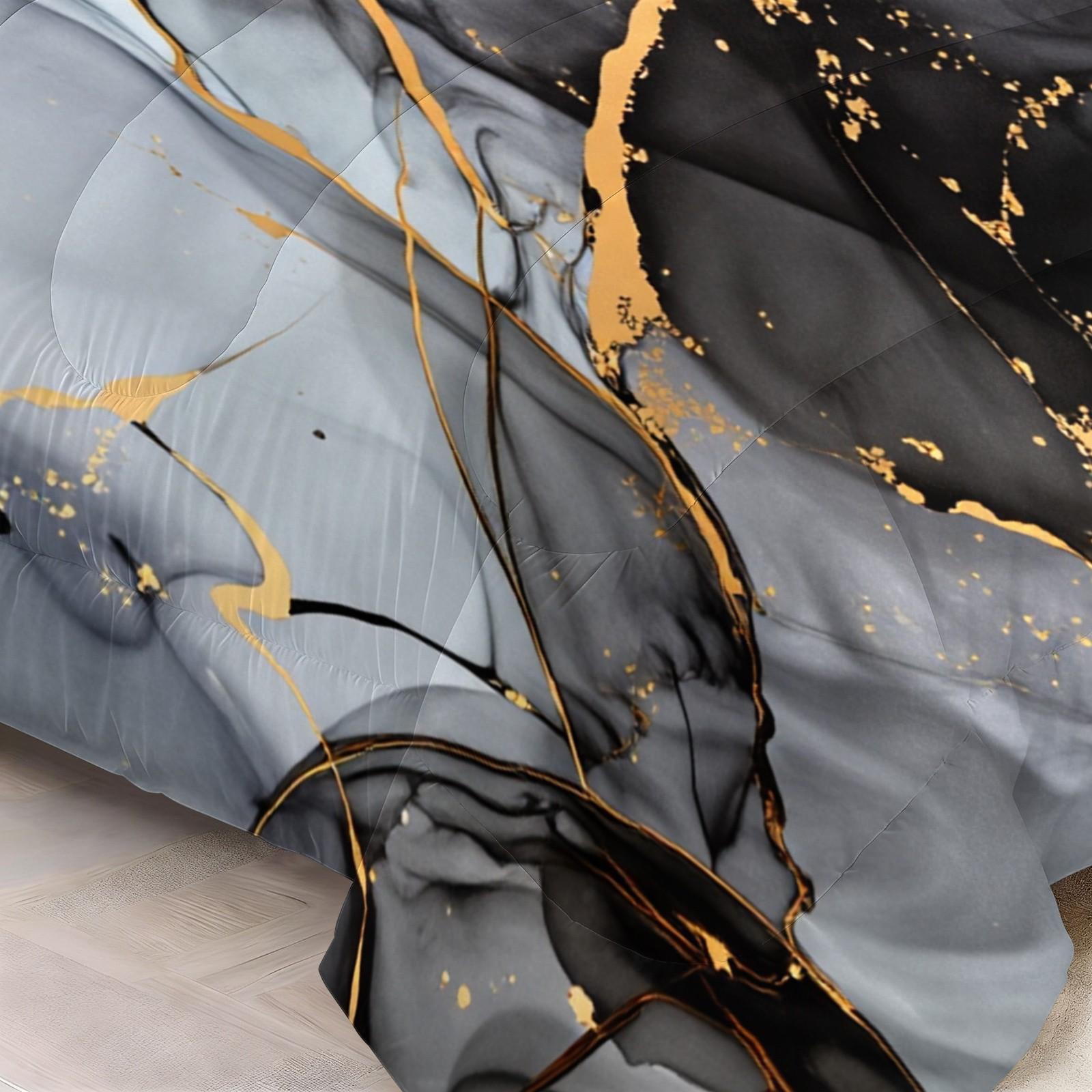 3-Piece Marble Pattern Bedding Set - Soft, Lightweight, Breathable Bedding with 200gcm Quilted Filler, Includes 1 Quilt and 2 Pillowcases (excluding pillow core) Suitable for bedroom and dormitory exclusive decoration for teenagers and adults