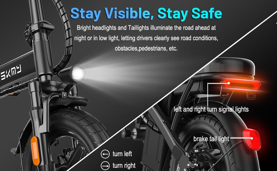 ASKMY E14 Folding Electric Bike 1000W Peak Motor, Up to 45 Miles Range | 14" Tubeless Tires, Dual Disc Brakes | UL Certified, Puncture-Tested Battery, 12-Month Warranty, Lightweight Design ，，5