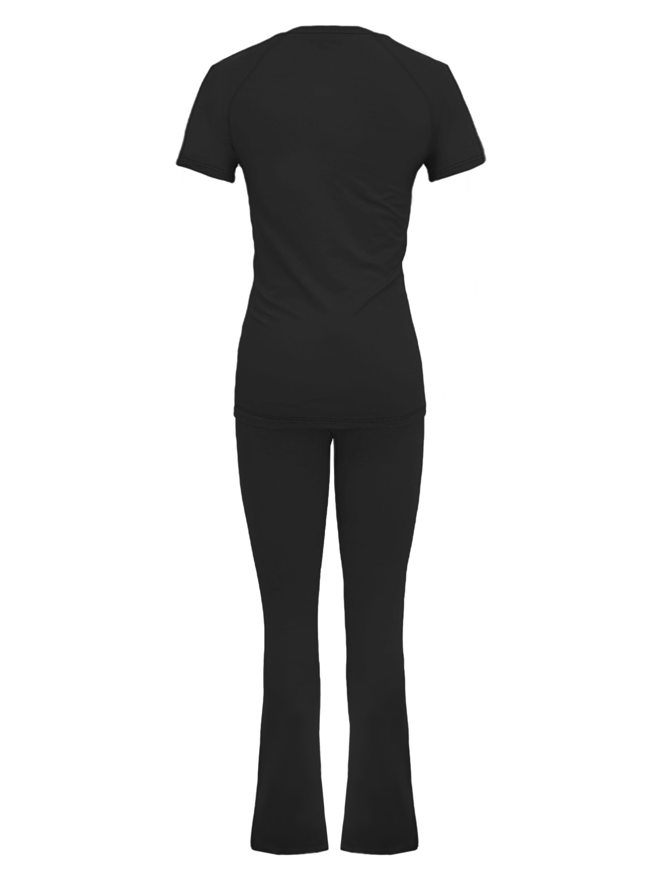 Women's Summer Round Neck Short Sleeve Fitted Pants Set Outfit, Classic Solid Color Casual Wear Lightweight, Striped Sleeve Design for Relaxed Style Womenswear