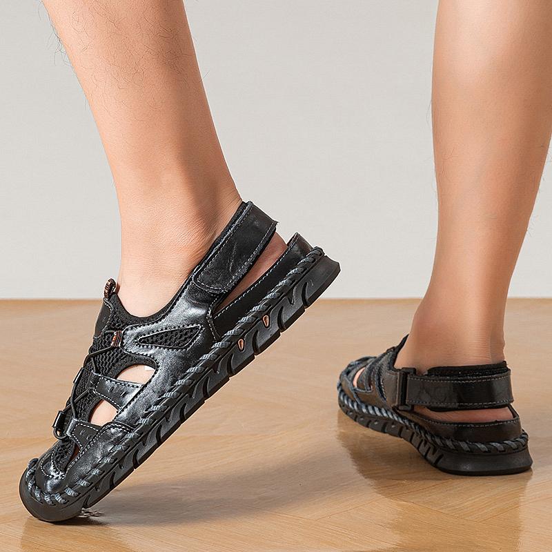 Men's breathable sandals that fit the toes, comfortable and anti-slip rubber soles, casual hook-loop fastening beach water shoes, men's outdoor shoes Footwear Slides
