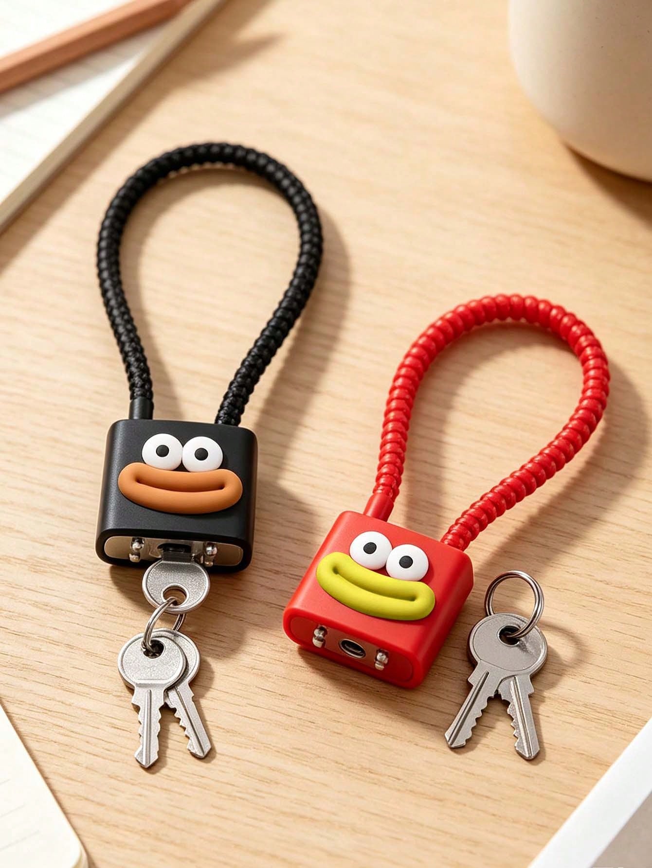 Cute Lips Pattern Cable Stainless Steel Padlock, Mini Anti-Theft Travel Lock for Luggage Backpack Gym Locker Cabinet, Multipurpose Security Lock, Ideal Back to School Travel Birthday Holiday Gift for Students Teachers Friends