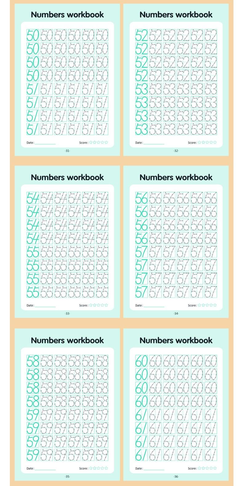 48-Page Children'S Writing Practice, Number 0-100 Practice Book And Tracing Book, Kindergarten Pen Control Practice Book, Home And School Learning Workbook, Learning Materials, Tracing Preschool Books, Visual Learning Tools