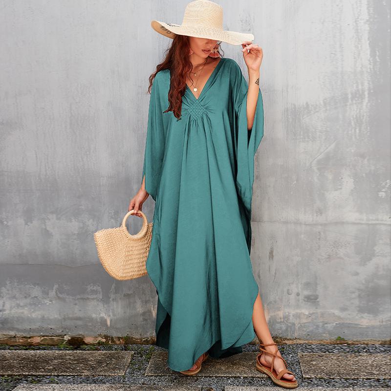 Bsubseach Women Ethnic Print Kaftan Dress , Plus Size All Over Print  TunicDress, Boho Casual V Neck TunicDress for Women, Women's Plus Cover Up,Mrs. Roper Kaftan ，bubu，mumu，Casual Womenswear Maxi Modesty Muslim Clothing Baggy