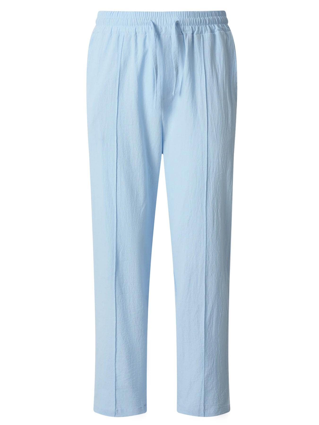 Men's Summer Casual Straight Leg Linen Pants, Regular Fit, Waist Drawstring Design, Perfect for Beach Vacation, Versatile, Breathable and Comfortable