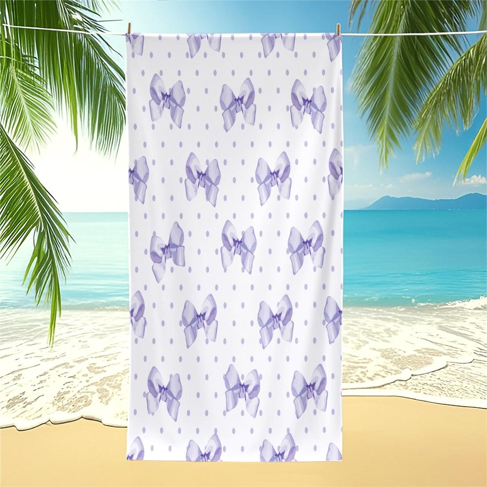 Bow Series Cute Romantic Sweet Sand Free Beach Towel, for Beach, SPA, Hot Spring, Pool, Picnic, Camping, Gym and Yoga, Absorbent, Fast Drying, Lightweight and Portable, Housewarming Birthday Valentine's Day Christmas Gift