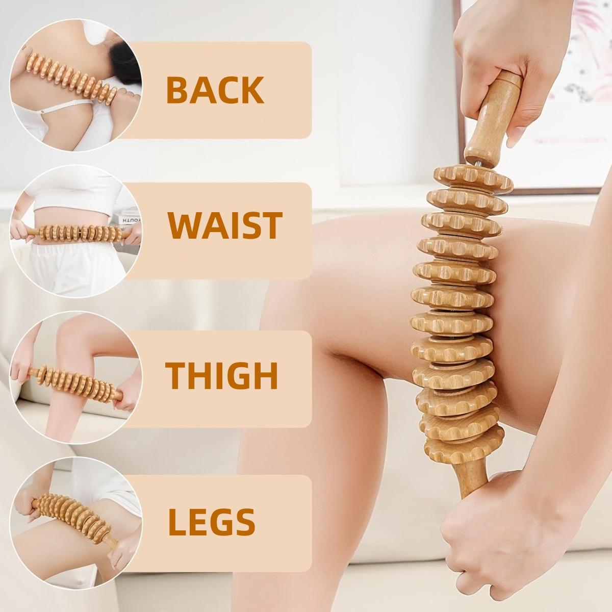 Ergonomic Wooden Massage Roller with Handle, Foot Heel Ankle Leg Massager, Smooth Rolling Muscle Relaxation Tool