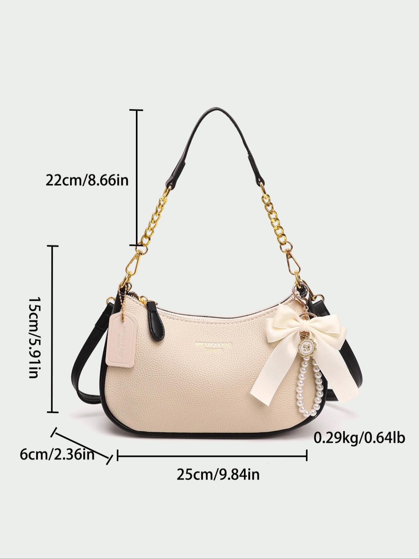 Women's Vintage PU, Fashion Chain Breadbag, Embellished Shoulder Bag, Casual Commuter Bag, Commuter Office Streetwear, Perfect Gift, Pure Color, Ideal for Daily Use