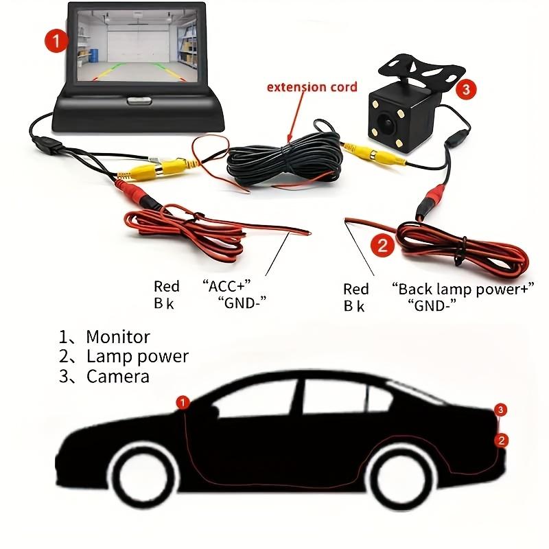 10.92cm Folding Monitor Ultra Clear HD Car Rearview Display 4LED Backup Camera Monitor Universal Kit with Wide Angle Viewing Reversing Parking SUV Pickup Camper Tractor,  Rearview System, Sleek Monitor, Portable Screen, Sturdy Mounting, Backup Camera