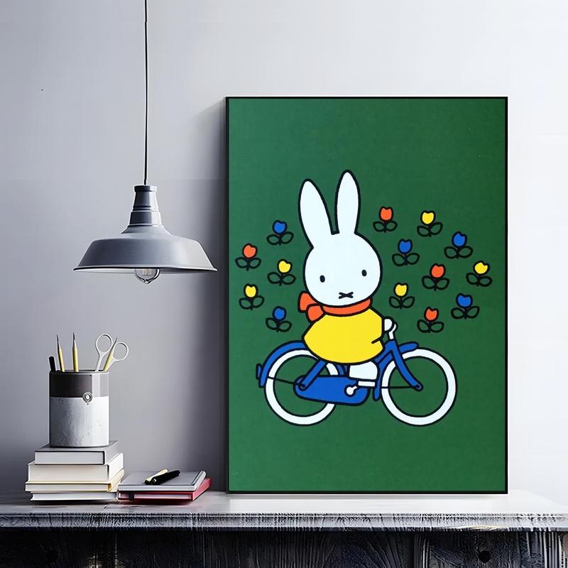 Cute Cartoon M-miffyS Poster HD self-adhesive fade-proof waterproof wrinkle-resistant poster stickers suitable for living room bedroom dormitory cafe bar background decoration wallpaper and gifts