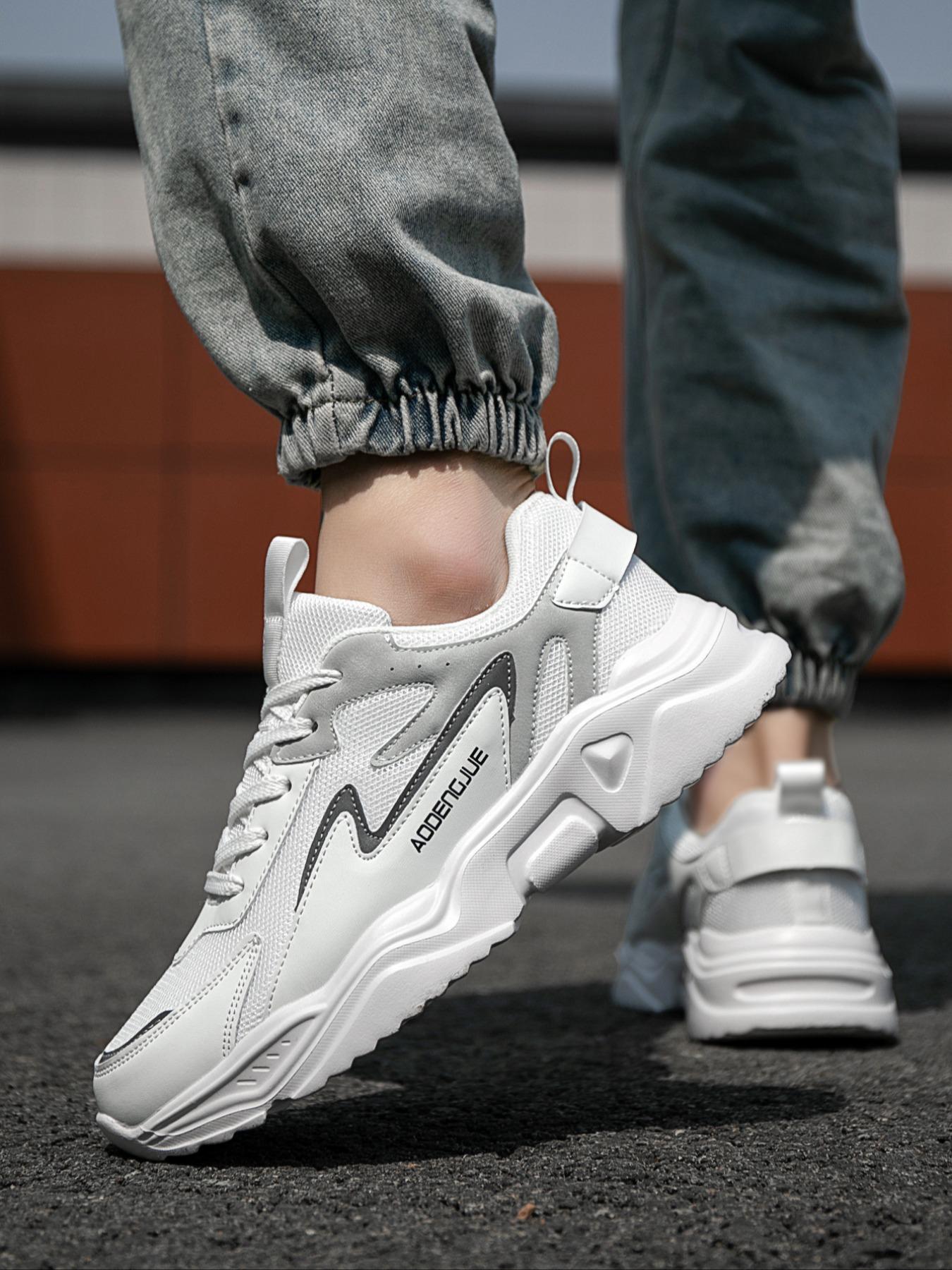 Men's Fashionable Patchwork Lace Up Low Top Sneakers, Casual Comfortable Sports Running Shoes, Trendy All-match Sneakers for Daily Wear