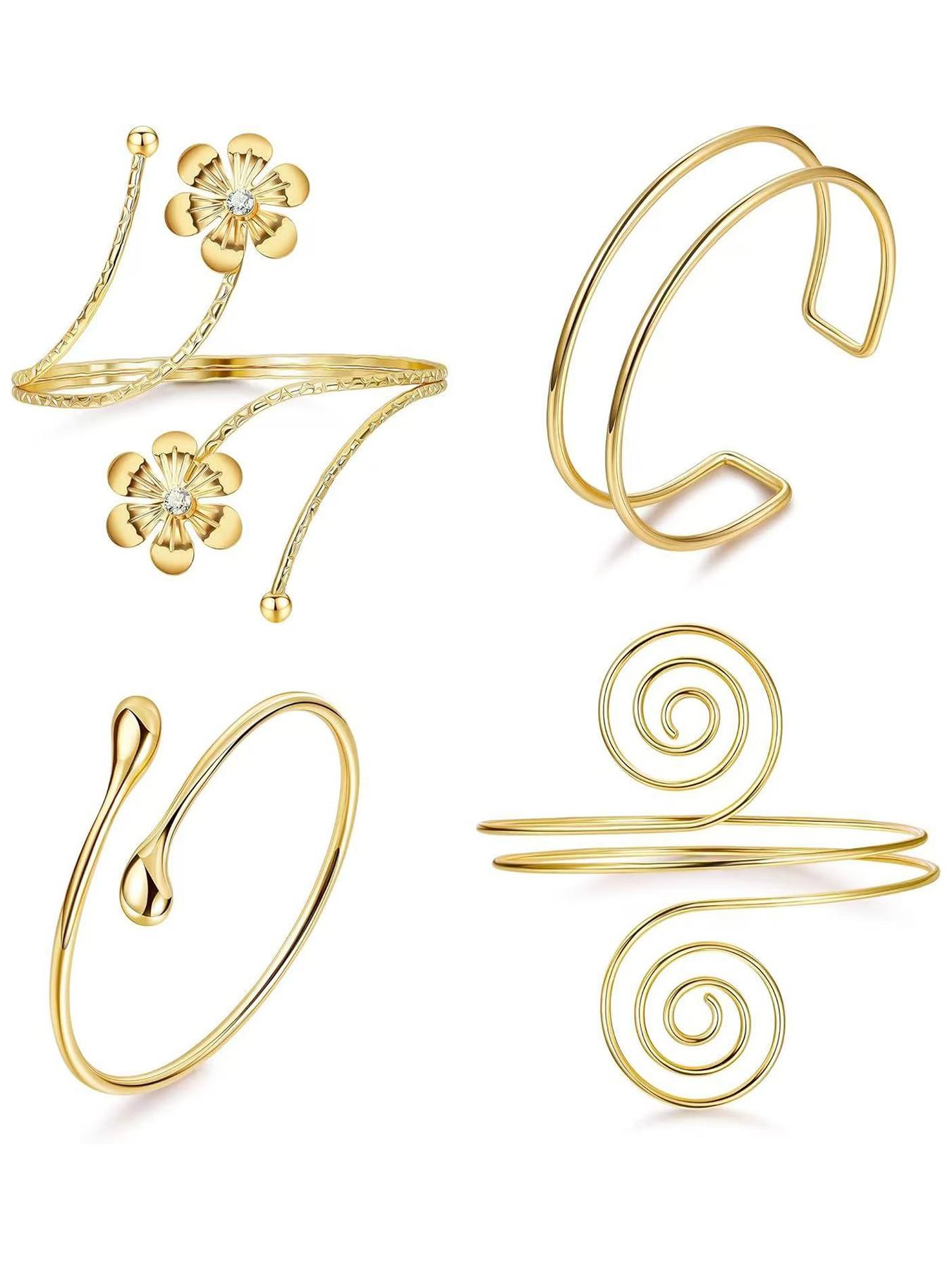 Women's Upper Arm Cuffs, Adjustable & Minimalist Design, Coiled Arm Band Set, Perfect for Everyday Wear, Stylish Accessory, Elegant Minimalist Bangle