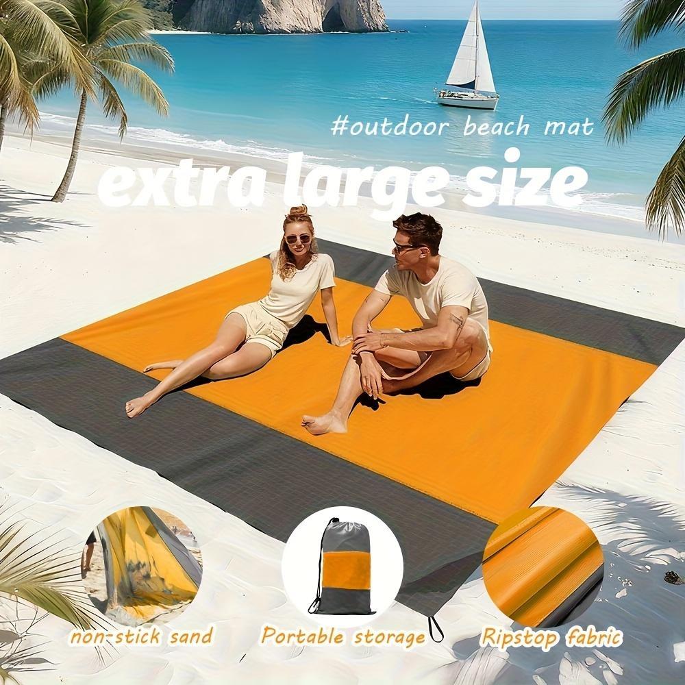 Large Waterproof Beach Blanket, Ultra-Large Waterproof Camping Mat, Lightweight Sandproof Picnic Pad, Durable Polyester Fiber