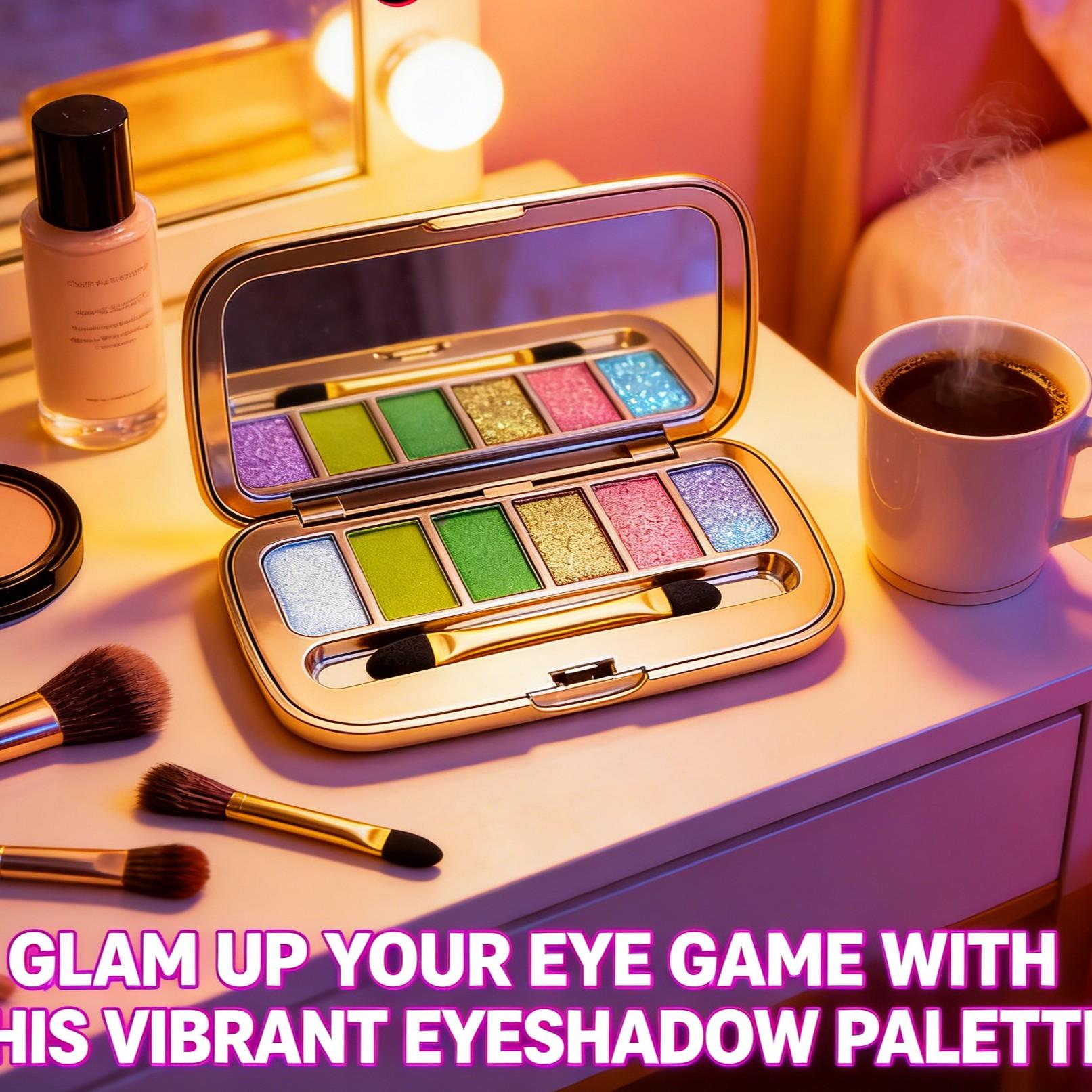 Bear 6-Color Round Glitter Eyeshadow Palette, Multicolor Eye Shadow, Perfect for Daily Use and Party Makeup, Versatile and Stylish