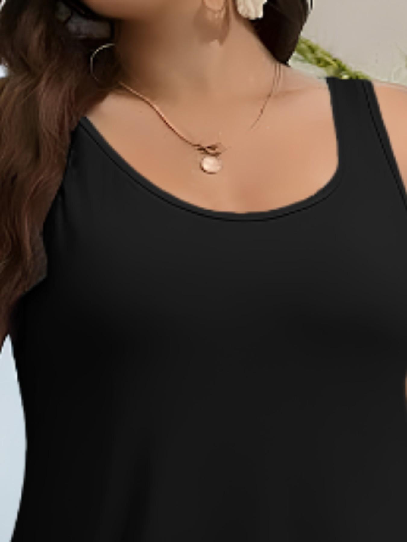 Elegant Plus Size Women's Solid Color Sleeveless Vest Dress, Vacation Style Slimming Bodycon Dress, Casual Daily Everyday Wear Elegant Plus Size Women's Solid Color Sleeveless Vest Dress, Vacation Style Slimming Bodycon Dress, Casual Daily Everyday Wear