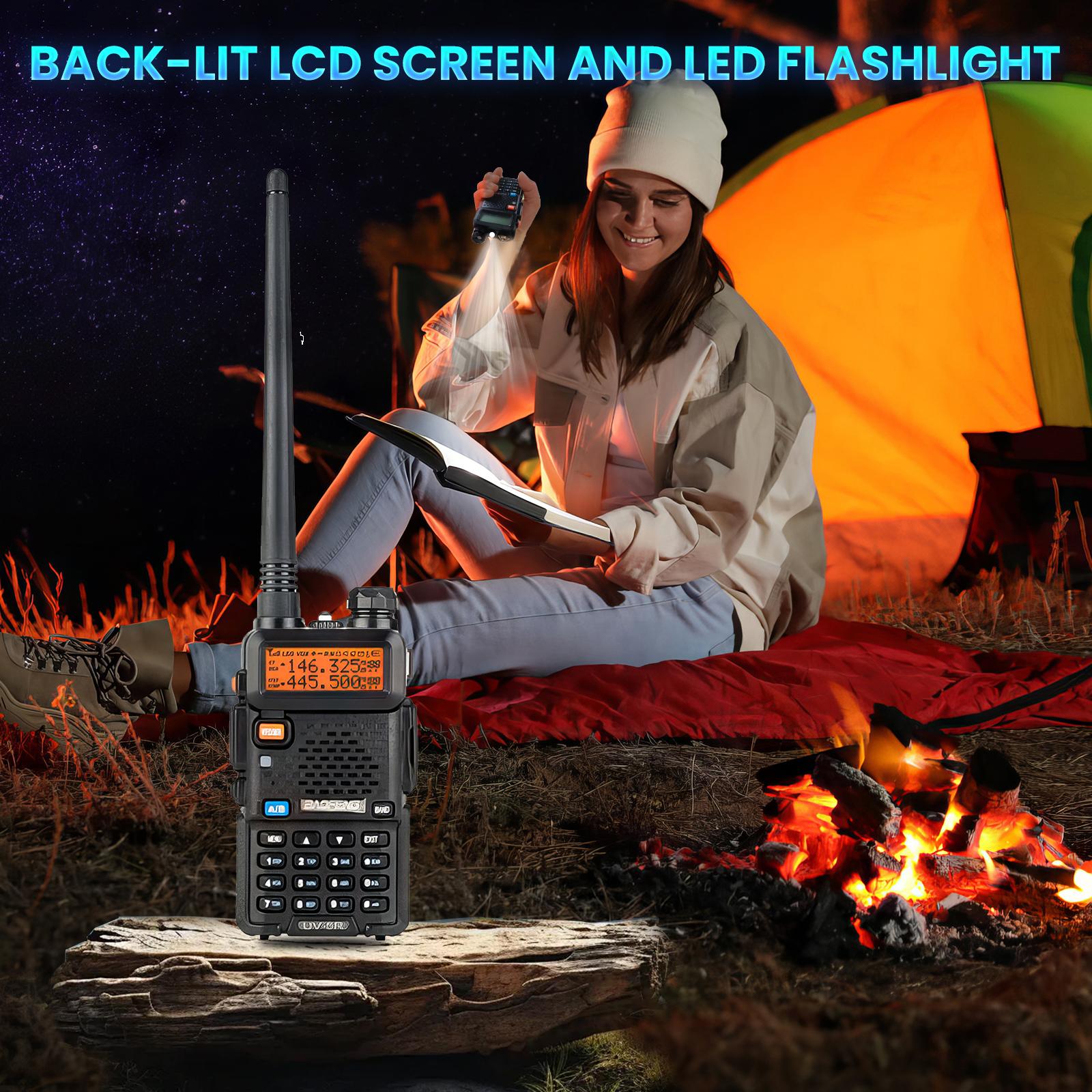 BAOFENG UV-5R Ham Radio 5W Dual Band Walkie Talkie with 1.11" LCD Display & 1-LED Flashlight for Outdoor Camping Hiking Fishing Road Trip - Audio Travel Gadgets